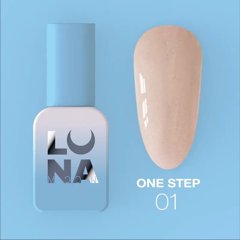 LUNAMOON - Jednoslojni gel lak za pedikuru ONE STEP 01, 8 ml
