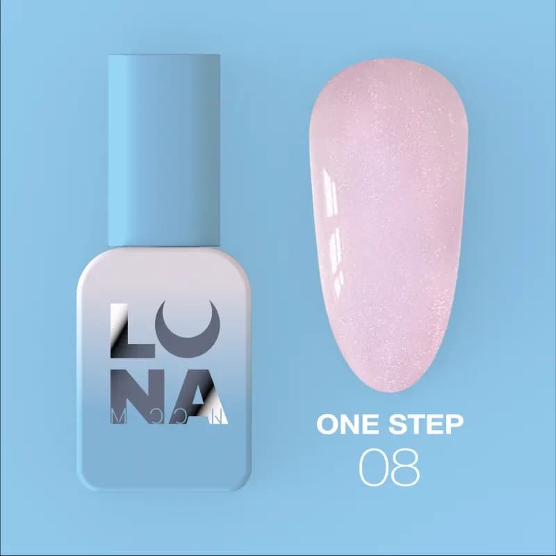 LUNAMOON - Jednoslojni gel lak za pedikuru ONE STEP 08, 8 ml