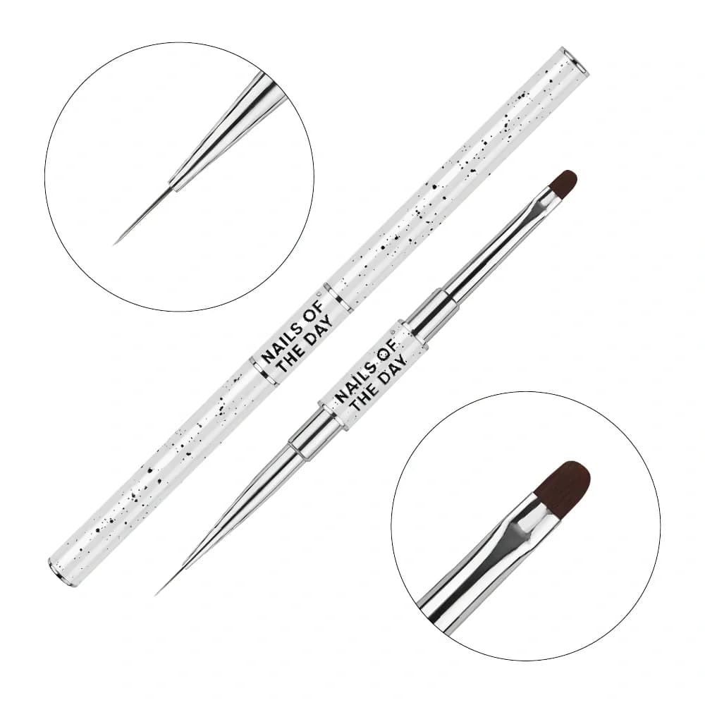 NOTD - Profesionalni Kist 2-u-1: Liner + Oval – Dvostrani metalni alat, Liner (11 mm) + Flat Oval (11 mm).